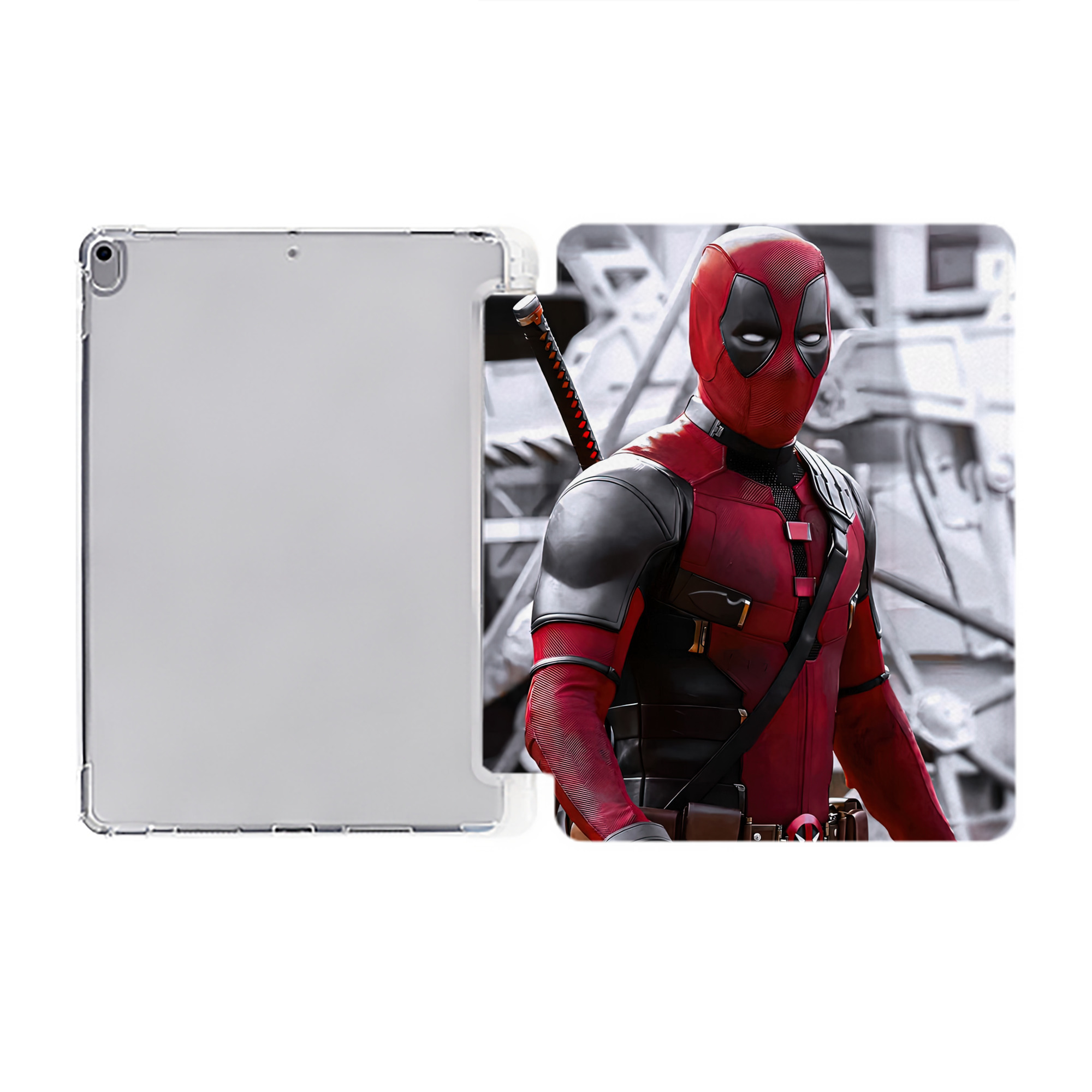（画像用） Deadpool デッドプール IPad ケース ペン収納付き 三つ折りスタンド PUレザー×シリコン 対応機種9.5/10.5/10.9インチ